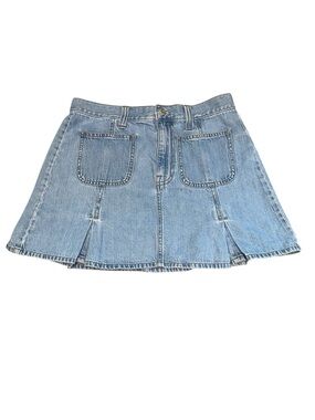 Madewell  Light Blue Denim Cheerleader Pleated Front Mini Skirt Sz 25